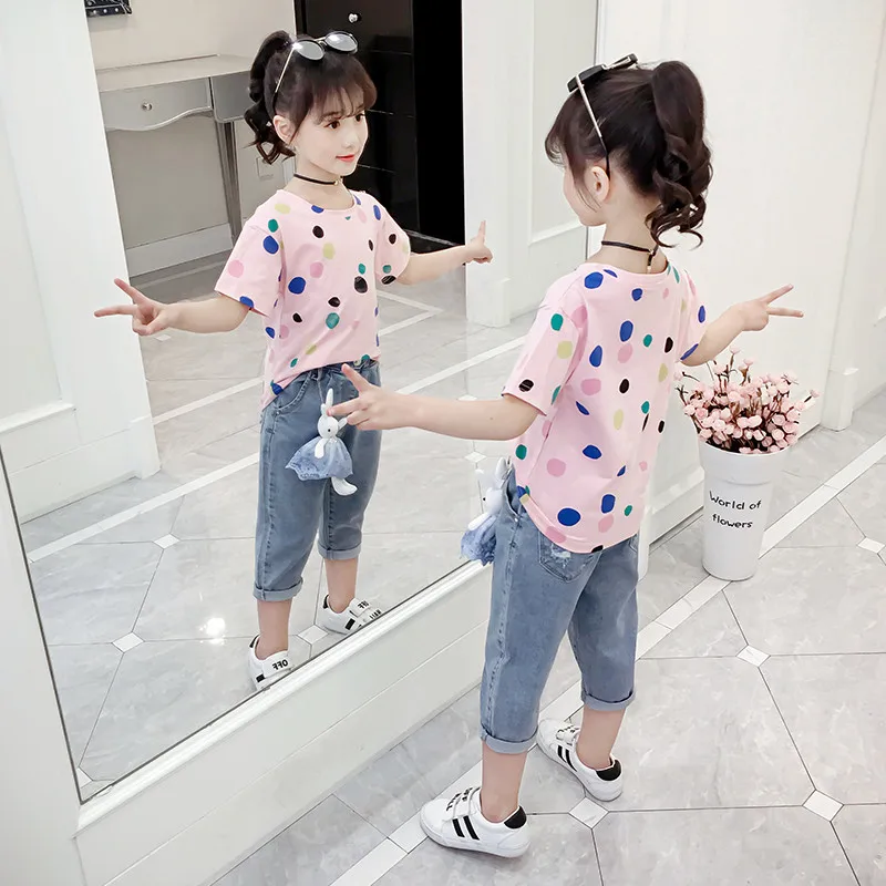 JMFFY Summer Kids T Shirt Short Sleeve Baby Girls T-Shirts Cotton Children Girl Shirt O-Neck Tee Tops Clothing Dots Blouses 4-15
JMFFY Summer Kids T Shirt Short Sleeve Baby Girls T-Shirts Cotton Children Girl Shirt O-Neck Tee Tops Clothing Dots Blouses 4-15