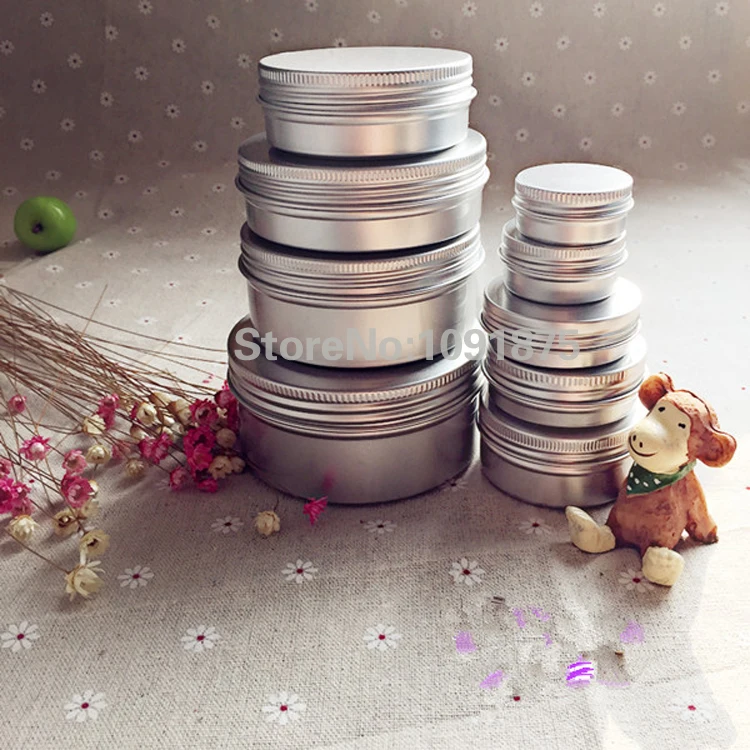 

50pcs/lot 5g 10g 15g 20g 30g 40g 50g Aluminum Jars 5ml 10ml 15ml 20ml 30ml 40g 50ml Empty Cosmetic Metal aluminum Tin Containers