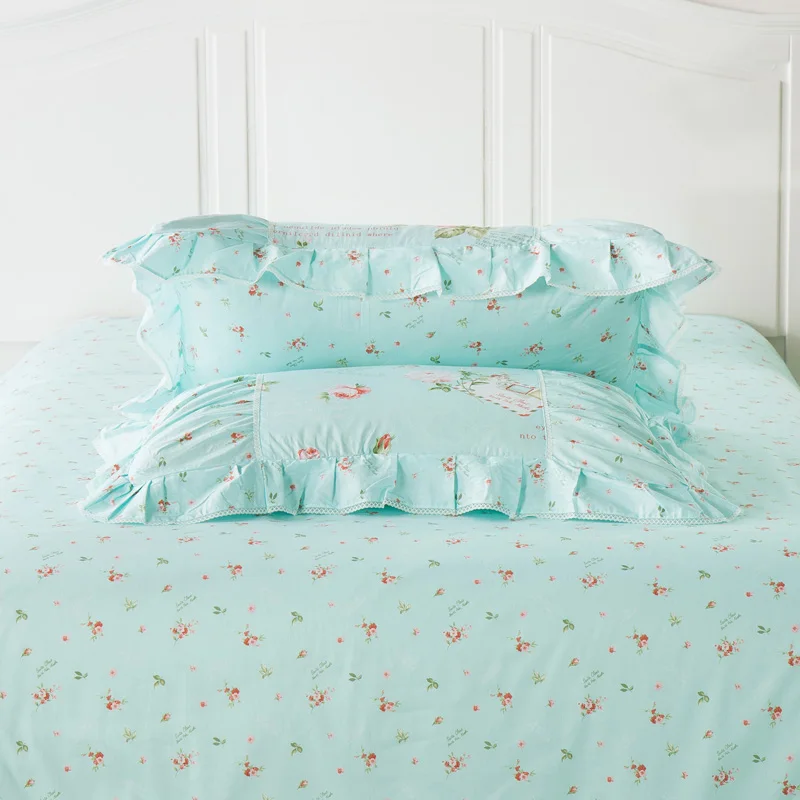 layout korean version Young pink cotton bedding set queen/king size single adult lace Flowers Series Bedding Skirts Set 4pcs | Дом и сад
