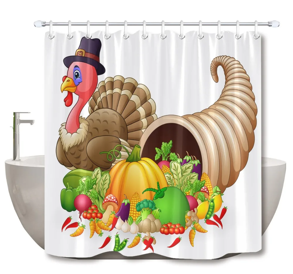 LB Funny Turkey Thanksgiving Horn of Vegetables Fruit White Shower Curtains Bathroom Curtain Waterproof Fabric For Bathtub Decor
LB Funny Turkey Thanksgiving Horn of Vegetables Fruit White Shower Curtains Bathroom Curtain Waterproof Fabric For Bathtub Decor