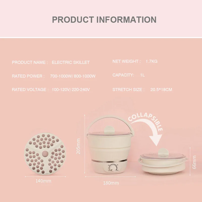 Multifunctional Foldable Kettle Electric Hot Pot Cooker Portable Travel Dormitory Stewpot Home Small Cooker Collapsible Saucepan
Multifunctional Foldable Kettle Electric Hot Pot Cooker Portable Travel Dormitory Stewpot Home Small Cooker Collapsible Saucepan