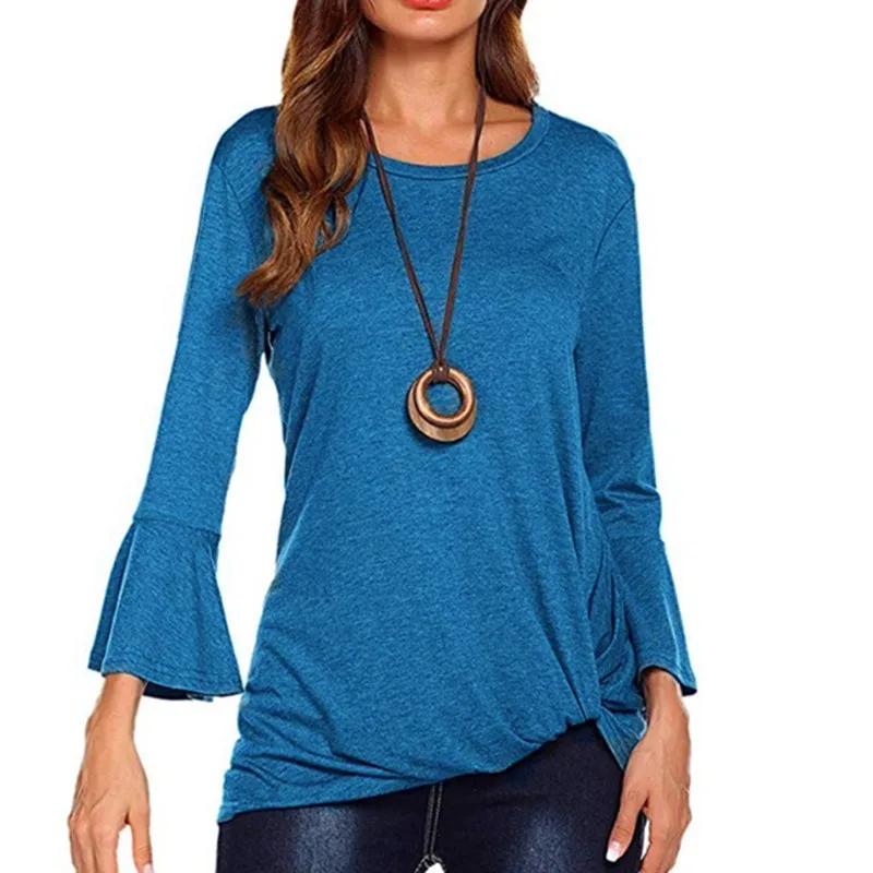 Women Nine Quarter Sleeve Round Collar Flare Sleeve T-shirt Solid Color Size S To 3XL 2019 Fashion Clothing Female Long Shirt
Women Nine Quarter Sleeve Round Collar Flare Sleeve T-shirt Solid Color Size S To 3XL 2019 Fashion Clothing Female Long Shirt