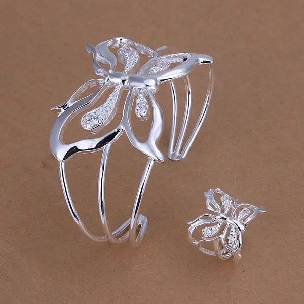 Wholesale Silver Color Jewelry Sets for Women Girls Gifts Factory Price Fashion Jewelry Inlaid Butterfly Ring + Bangle S260
Wholesale Silver Color Jewelry Sets for Women Girls Gifts Factory Price Fashion Jewelry Inlaid Butterfly Ring + Bangle S260