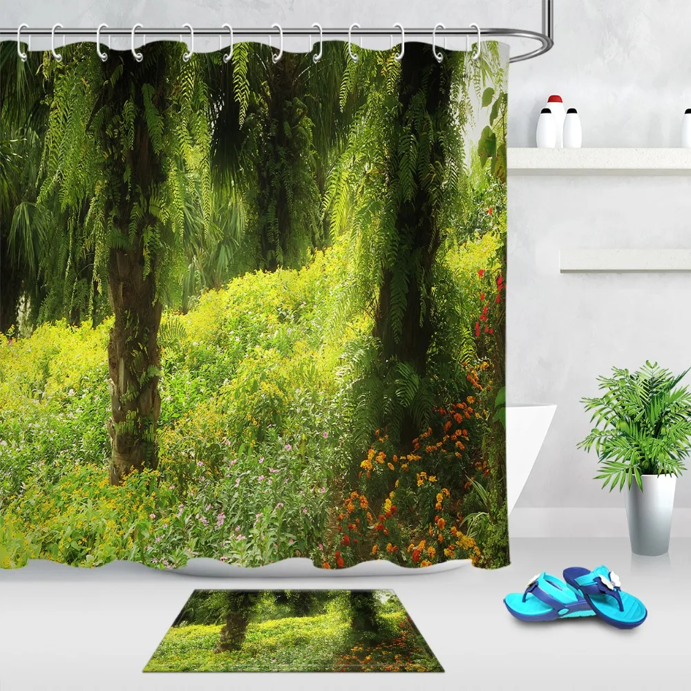 LB Green Tropical Forest Shower Curtains Bathroom Curtain Flower And Tree Nature Landscape Waterproof Fabric For Bathtub Decor
LB Green Tropical Forest Shower Curtains Bathroom Curtain Flower And Tree Nature Landscape Waterproof Fabric For Bathtub Decor