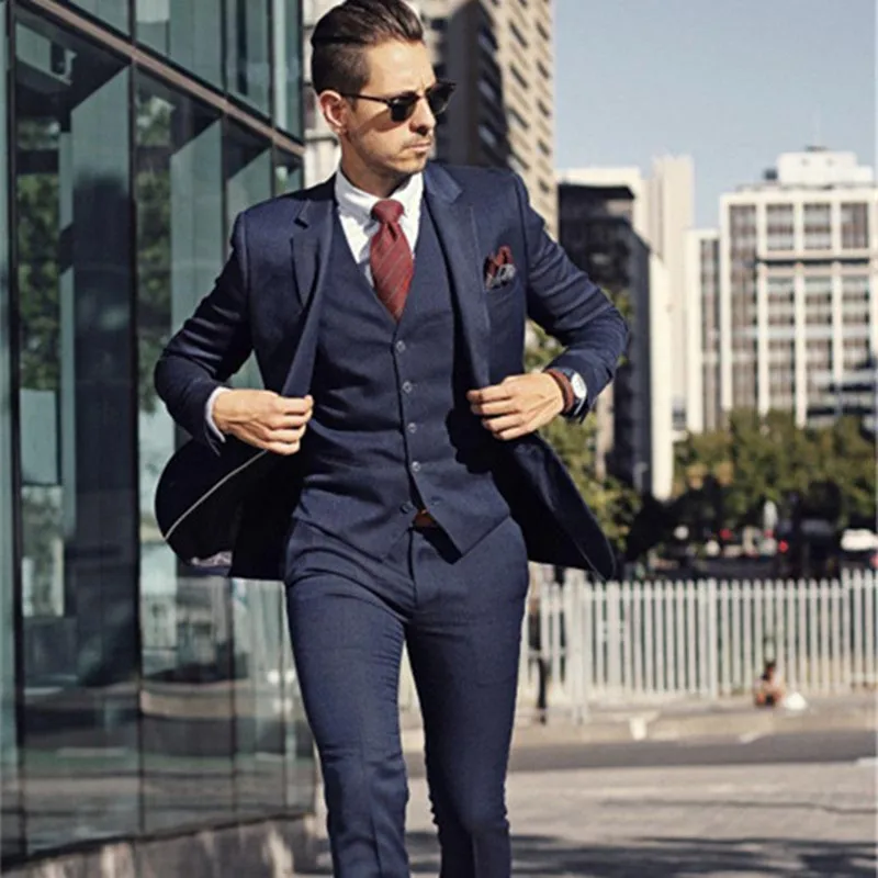 Dark Navy Custom Made Men's Wedding Tuxedos Slim Fit Suit Blazer Coat Jacket Men Fashion Groom Formal Suits (jacket+pant+vest)
Dark Navy Custom Made Men's Wedding Tuxedos Slim Fit Suit Blazer Coat Jacket Men Fashion Groom Formal Suits (jacket+pant+vest)