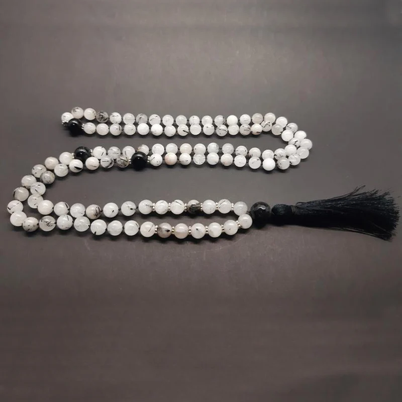 108 Mala Beads Women 8mm Tourmalinated Q-uartz медитация ожерелье из бисера Исцеление Кристалл Фотоэлементы с черной кисточкой
108 Mala Beads Women 8mm Tourmalinated Q-uartz медитация ожерелье из бисера Исцеление Кристалл Фотоэлементы с черной кисточкой