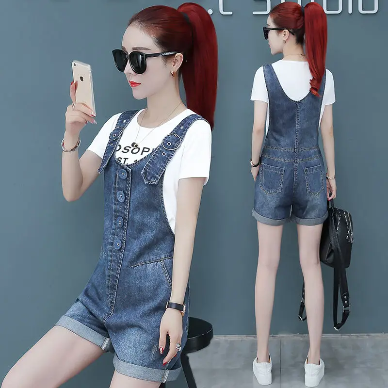 women clothing denim fabric rompers summer overalls playsuits suspenders shorts jeans | Женская одежда