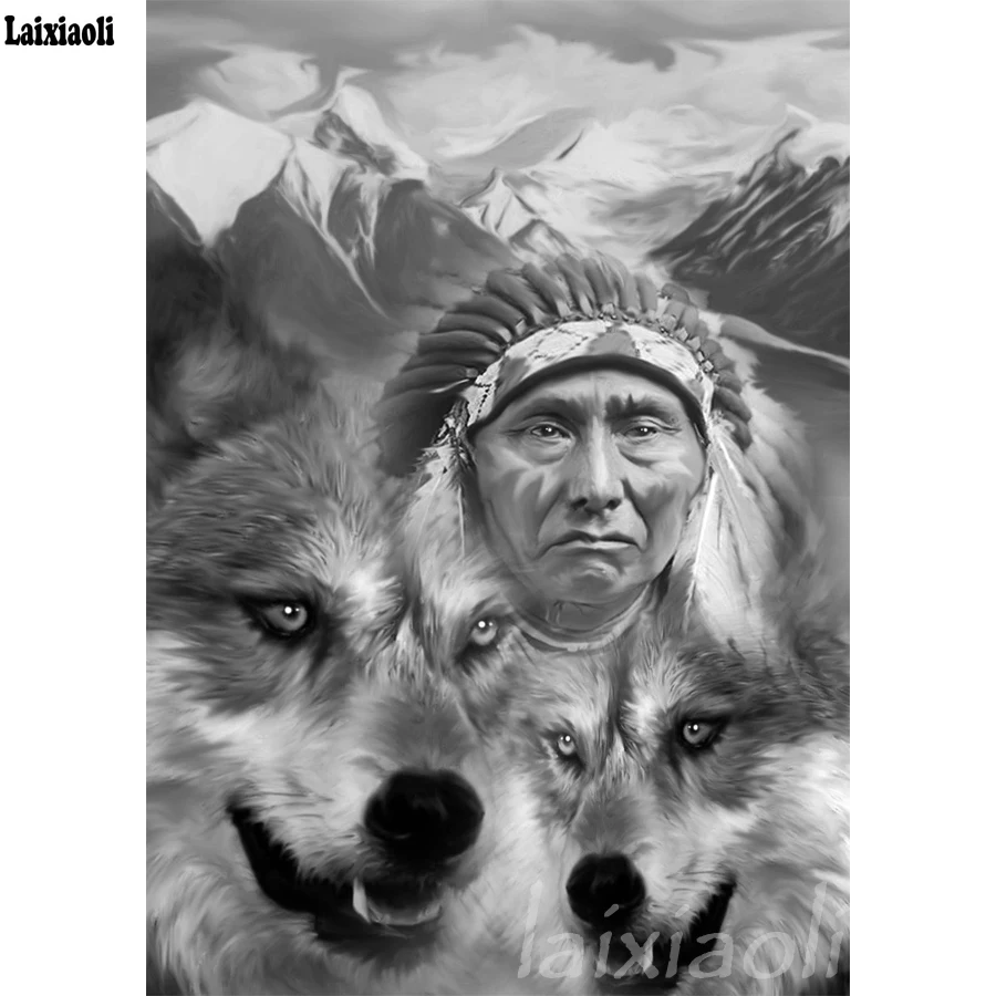5D DIY Diamond Painting Cross Stitch diamond Embroidery Kits full square mosaic Indian woman and wolf black white art home decor
5D DIY Diamond Painting Cross Stitch diamond Embroidery Kits full square mosaic Indian woman and wolf black white art home decor