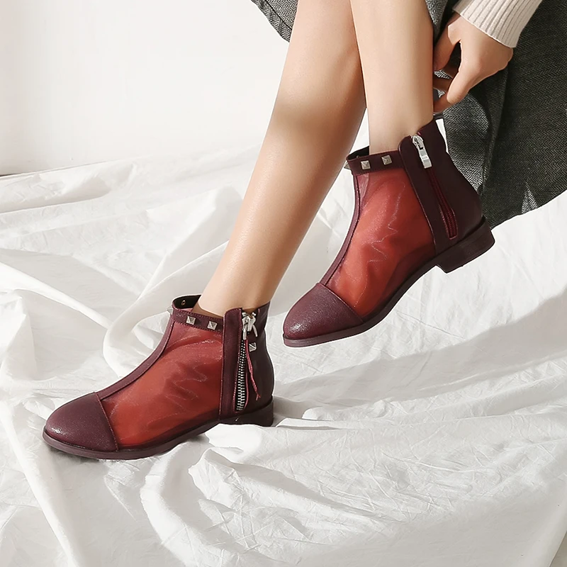 WETKISS Genuine Leather Ankle Boots Women Round Toe Zip Footwear Low Heels Female Boot Mesh Shoes Woman 2019 Summer White
WETKISS Genuine Leather Ankle Boots Women Round Toe Zip Footwear Low Heels Female Boot Mesh Shoes Woman 2019 Summer White