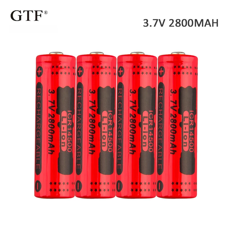 4 шт 3 7 V 2800mah 14500 Батарея Li Ion Перезаряжаемые для фонарик Портативный светодиодный
