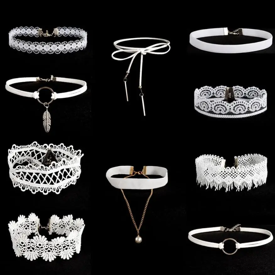 Женское Ожерелье чокер из 10 предметов|lace choker|choker necklacenecklace chokers |