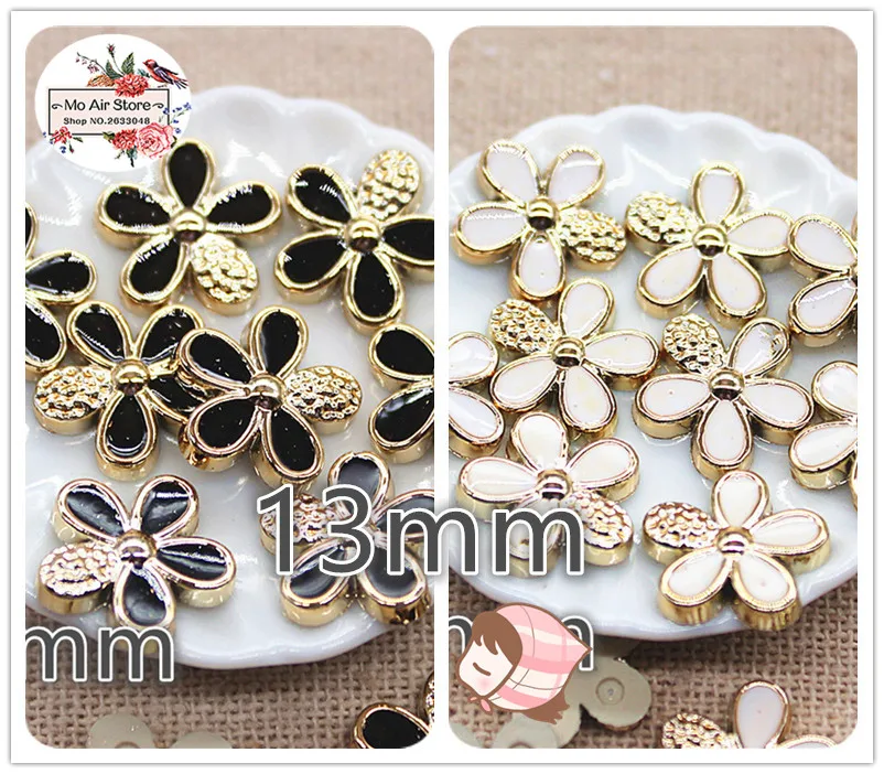 50pcs 13mm flower flatback white/black golden Buttons Home Garden Crafts Cabochon Scrapbooking DIY Accessories
50pcs 13mm flower flatback white/black golden Buttons Home Garden Crafts Cabochon Scrapbooking DIY Accessories