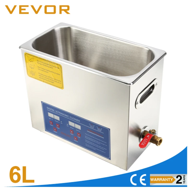 US Stock VEVOR коммерческий Ультразвуковой очиститель 6L с подогревом цифровым