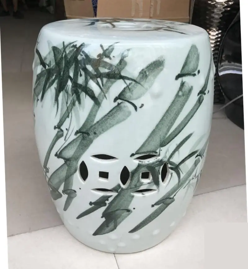 Керамический табурет Jingdezhen с ручной росписью бамбуковый круглый безопасный из
