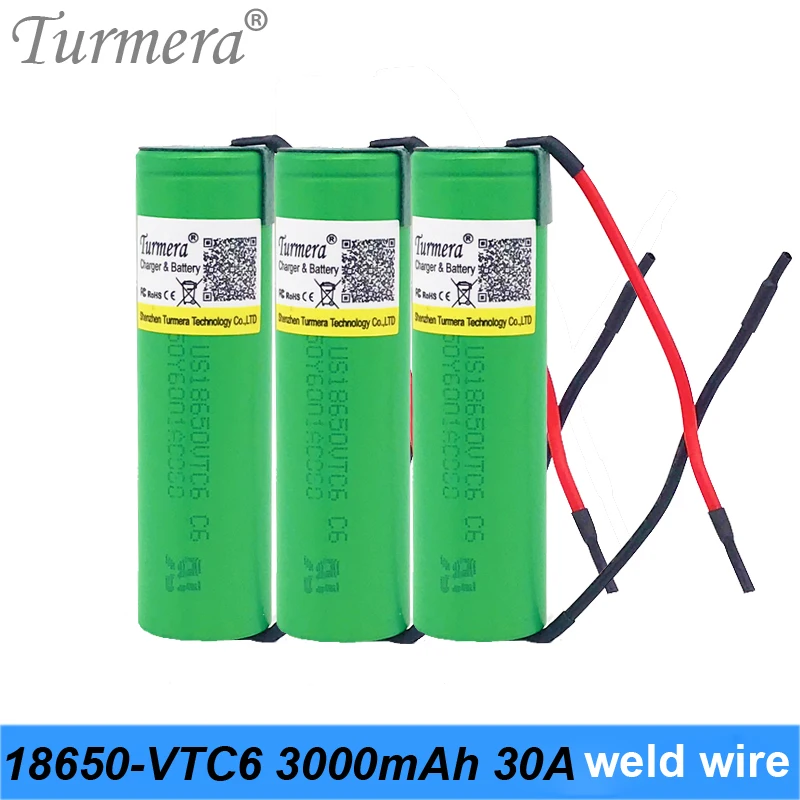 18650 VTC6 with diy welding wire 3.7V 3000mAh 18650 Li-ion Battery 30A Discharge for shura screwdriver and tools batteries JU03
18650 VTC6 with diy welding wire 3.7V 3000mAh 18650 Li-ion Battery 30A Discharge for shura screwdriver and tools batteries JU03