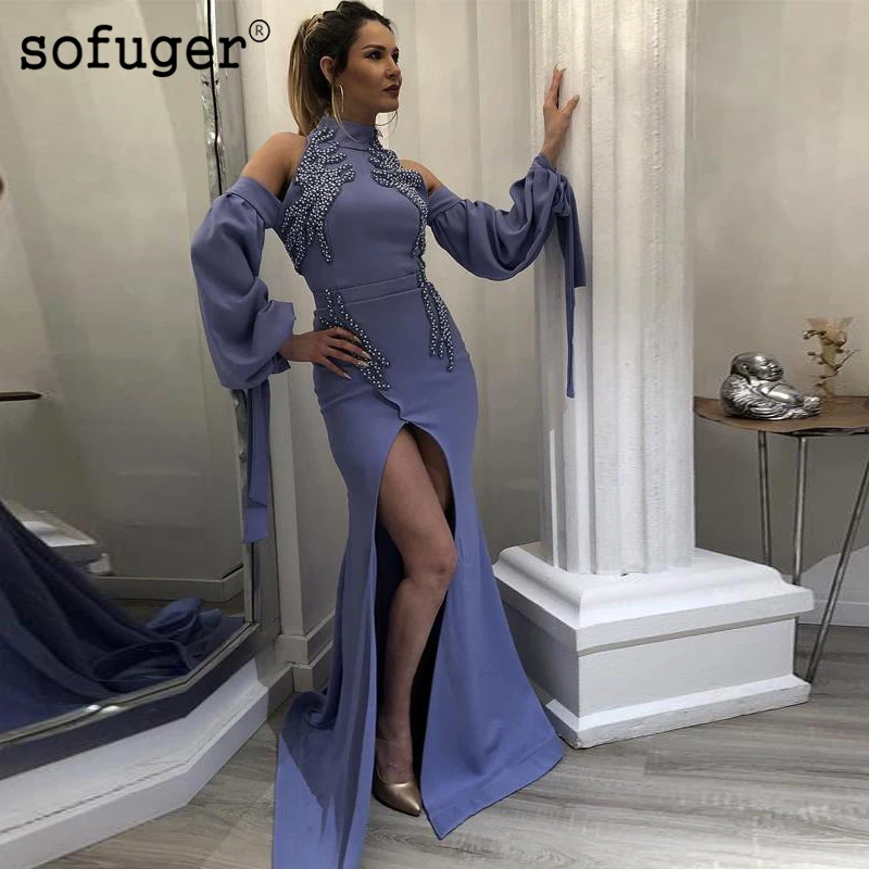 Sofuge Satin Beads Sexy High Slit Long Sleeve Evening Dresses Arabic Muslim Special Occasion Robe De Soiree Plus Size
Sofuge Satin Beads Sexy High Slit Long Sleeve Evening Dresses Arabic Muslim Special Occasion Robe De Soiree Plus Size