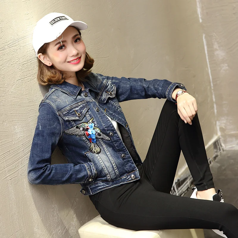 Women's coat fall and winter embroidery denim clothing 2017 new Korean lady long-sleeved denim jacket
Women's coat fall and winter embroidery denim clothing 2017 new Korean lady long-sleeved denim jacket