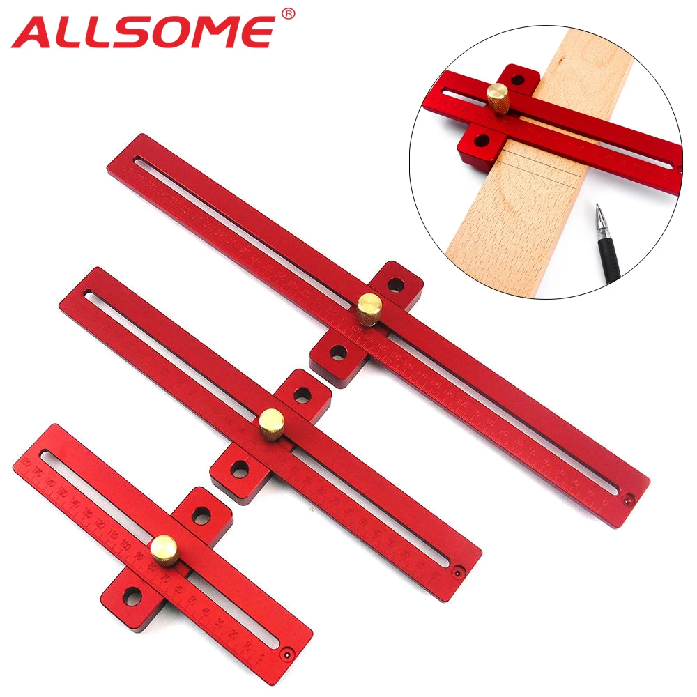 Woodworking Scribe T-type Ruler Hole Scribing Ruler Scale Measure Tools Gauge Aluminum Marking Tool Measuring 170/270/370mm
Woodworking Scribe T-type Ruler Hole Scribing Ruler Scale Measure Tools Gauge Aluminum Marking Tool Measuring 170/270/370mm