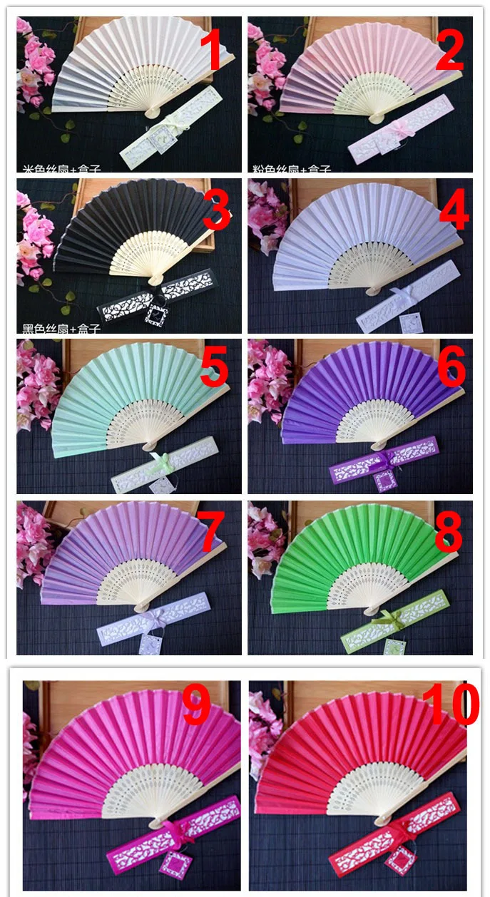 Wedding Favors New Fasion Folding Silk Hand Fan Cut Gift Box (10 kinds colors ) +Party Gifts 200 pcs /lot
Wedding Favors New Fasion Folding Silk Hand Fan Cut Gift Box (10 kinds colors ) +Party Gifts 200 pcs /lot