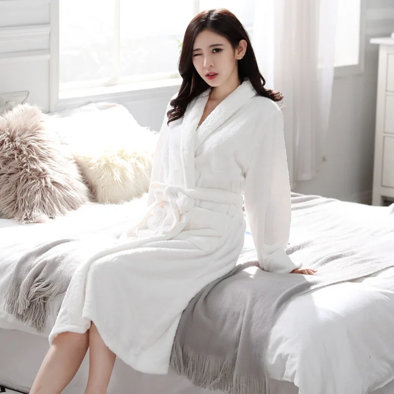 Flannel Bathrobe Ladies Women Men Sexy Sleeping Robe Floral Long Sleeve Warm Terry Towelling Bath Robes for Couple 
Flannel Bathrobe Ladies Women Men Sexy Sleeping Robe Floral Long Sleeve Warm Terry Towelling Bath Robes for Couple