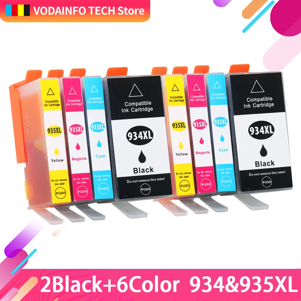 QSYRAINBOW 8PK совместимый для HP 934 935 чернильный картридж с чипом 934XL 935XL OfficeJet Pro 6230 6830 6820