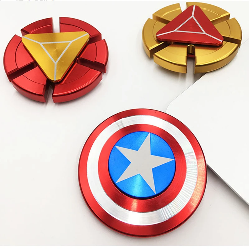 Спиннер Fidget Metalen Vinger Spinner Captain America Shield Marvel Speelgoed Tri Hand Top Spinners Pils