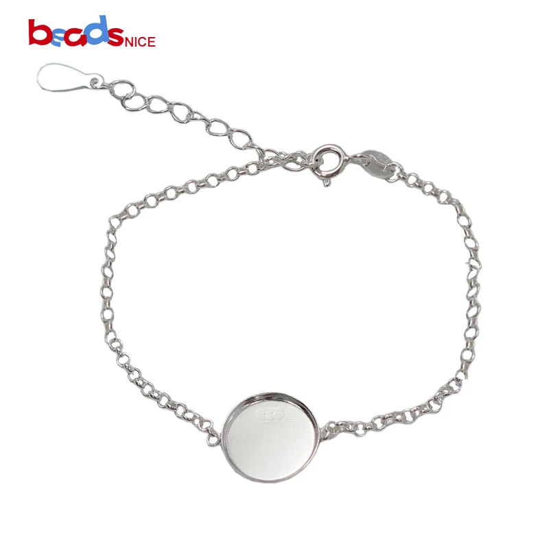 Beadsnice Sterling Silver Adjustable Bracelet Base Settings 12mm Bezel Blank 39519 | Украшения и аксессуары
