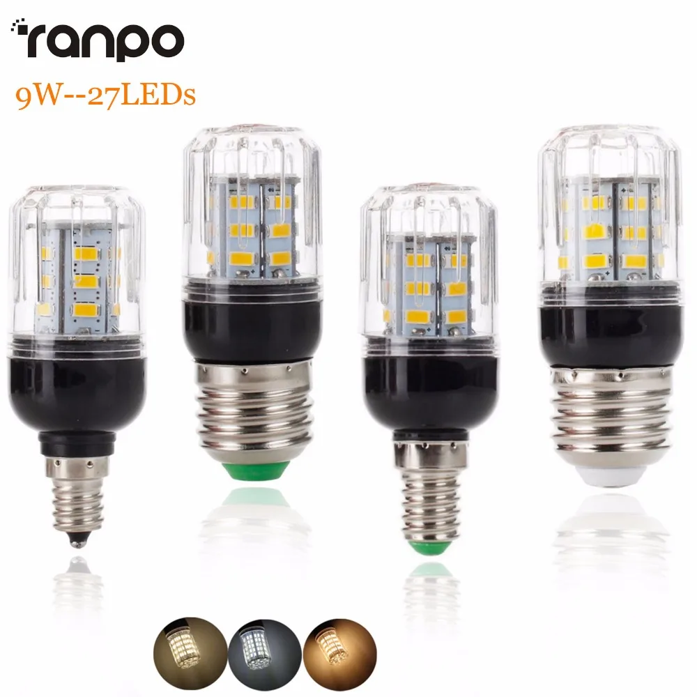 

New E27 E14 E12 E26 LED Corn Bulb Light Lamp 5730 SMD 9W 27LEDs Lamprada Home Lighting Warm Cool Neutral White