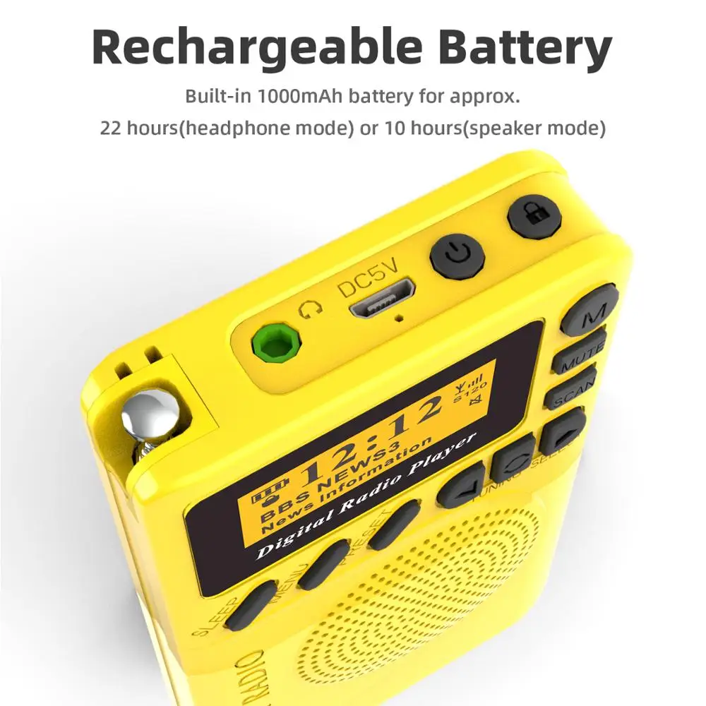 DAB/DAB+ Digital & FM Radio, Personal Portable Pocket Handheld Digital Radio, SD Card MP3 Player, Built-in Rechargeable Battery
DAB/DAB+ Digital & FM Radio, Personal Portable Pocket Handheld Digital Radio, SD Card MP3 Player, Built-in Rechargeable Battery