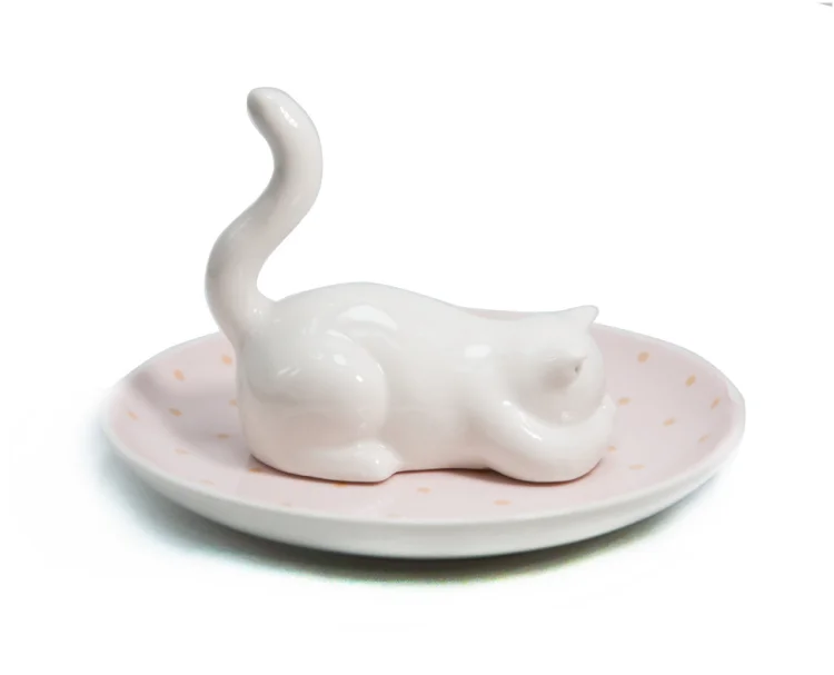 Nordic Стиль робкая кошка пластина Керамика Блюдо декоративное Корона Еда плита