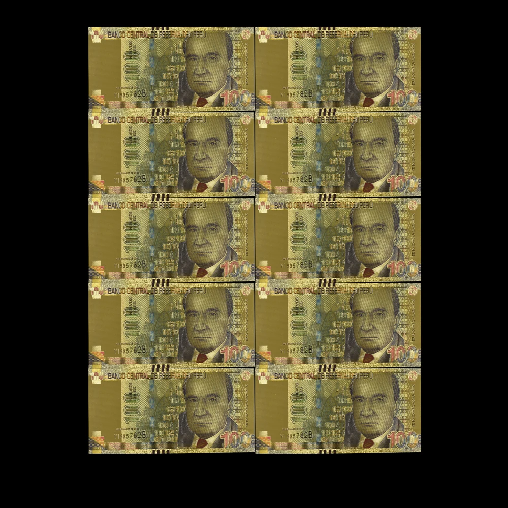 Selling10pcs/lot Colored 100 Peruvian Sol Banknotes In 24K Gold Fake Money Exquisite Craft Collection Gifts
Selling10pcs/lot Colored 100 Peruvian Sol Banknotes In 24K Gold Fake Money Exquisite Craft Collection Gifts