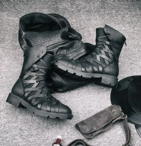 Autumn winter men's retro half boots Genuine Leather Cross strap Thick bottom boots fashion high-top Martin boots wholesale
Autumn winter men's retro half boots Genuine Leather Cross strap Thick bottom boots fashion high-top Martin boots wholesale