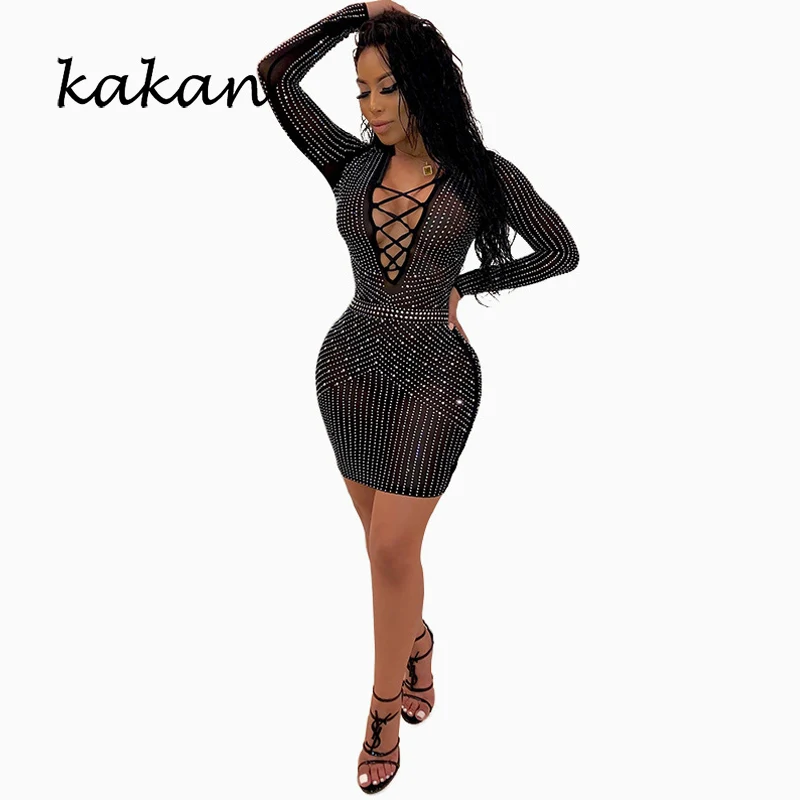 Kakan summer new women's hot drilling dress sexy mesh straps nightclub black dress club party dress
Kakan summer new women's hot drilling dress sexy mesh straps nightclub black dress club party dress