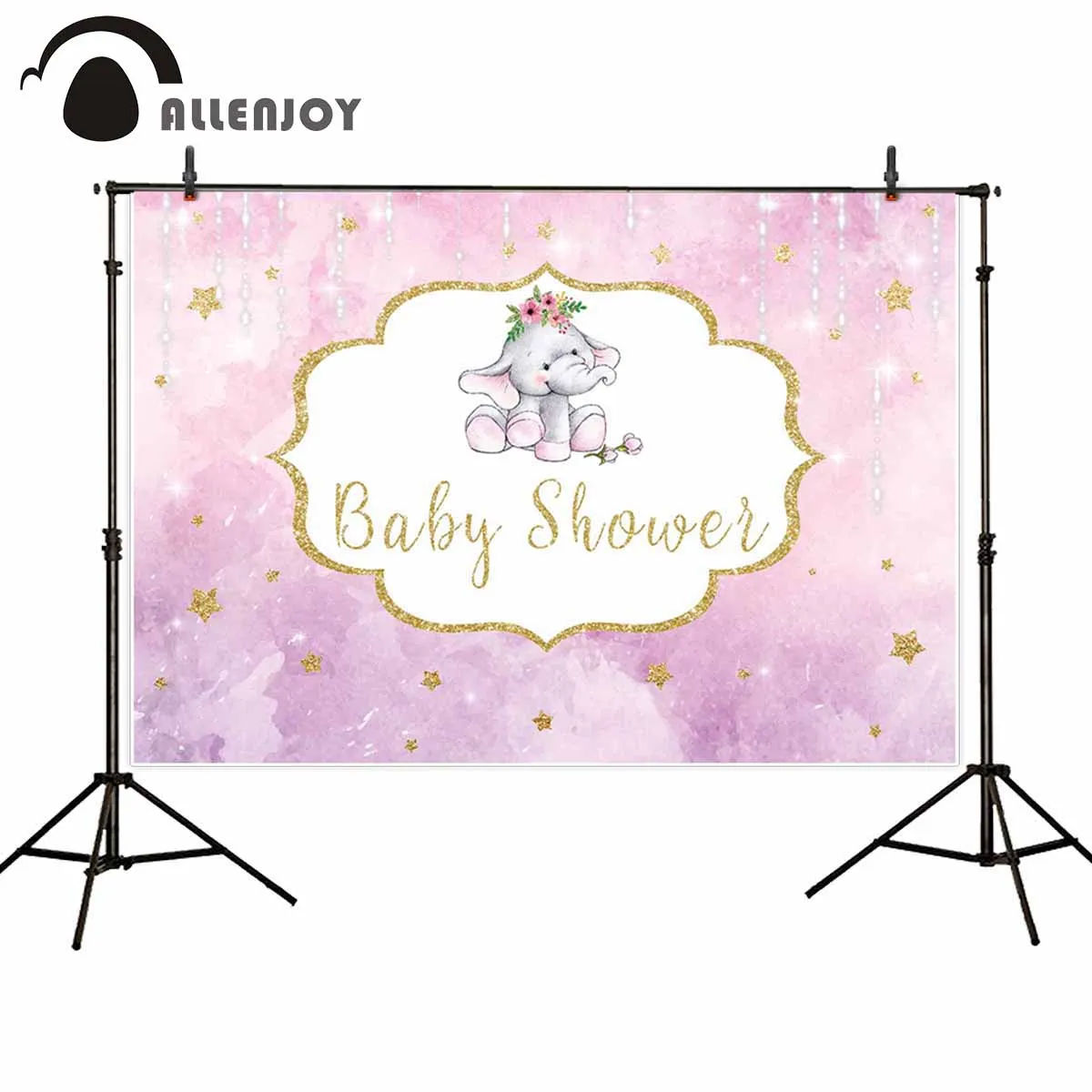 Allenjoy baby shower фон розовый слон Золотая рамка Звездные облака фоны для фотосъемки