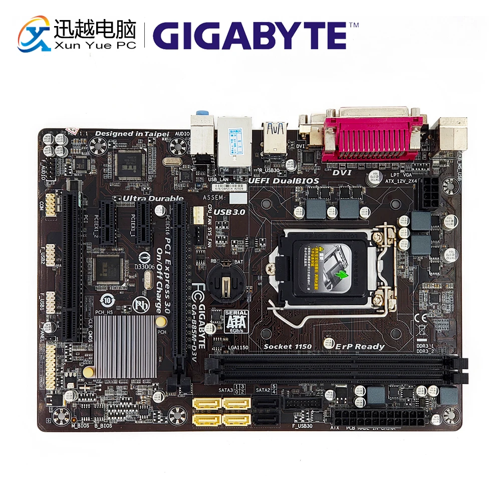 Gigabyte GA-B85M-D3V настольная материнская плата B85M-D3V B85 LGA 1150 i7 i5 i3 Pentium Celeron DDR3 16G SATA3 USB3.0 DVI