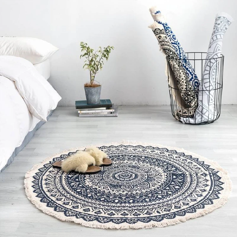 Retro Style Floor Carpets Cloth Fabric Round Rugs Hand-knitted Sofa Chair Area Rug Living Room Bedroom Decor Floor Mat Diam 90cm
Retro Style Floor Carpets Cloth Fabric Round Rugs Hand-knitted Sofa Chair Area Rug Living Room Bedroom Decor Floor Mat Diam 90cm