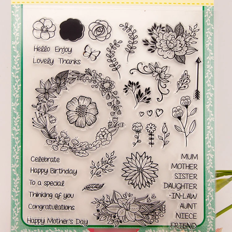 2018 новый прозрачный силиконовый штамп с надписью Thank Mum Flower для печати DIY