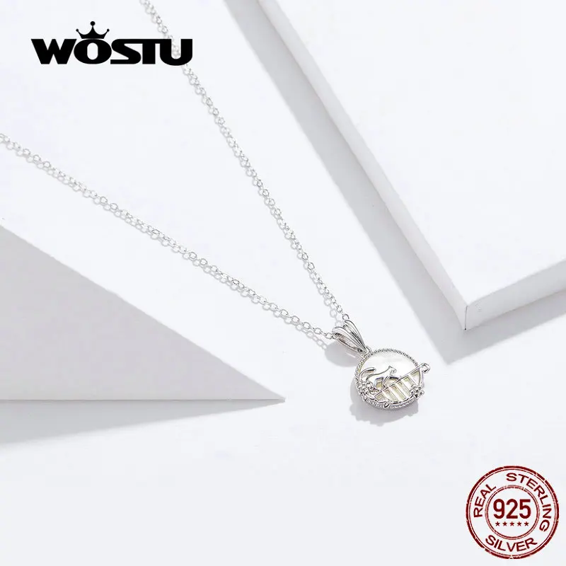 WOSTU 100% Стерлинговое Серебро 925 пробы ожерелье кошечка для прогулок на балконе