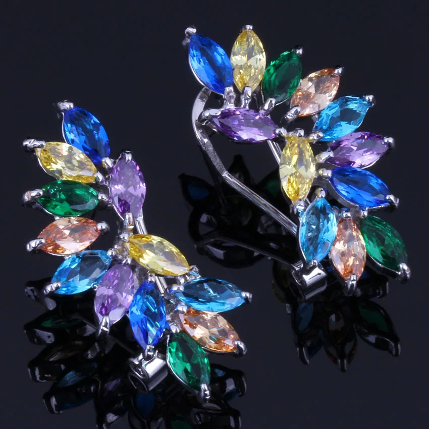 Super Ear Shaped Multigem Multicolor Yellow Cubic Zirconia Silver Plated Clip Hoop Huggie Earrings V0891
Super Ear Shaped Multigem Multicolor Yellow Cubic Zirconia Silver Plated Clip Hoop Huggie Earrings V0891