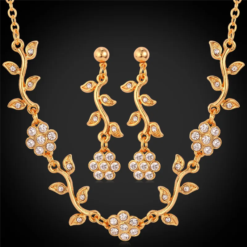 Necklace Earrings Set Fashion Jewelry For Women Vintage Leaf Austrian Crystal Gold Color Jewelry Set NE5175
Necklace Earrings Set Fashion Jewelry For Women Vintage Leaf Austrian Crystal Gold Color Jewelry Set NE5175