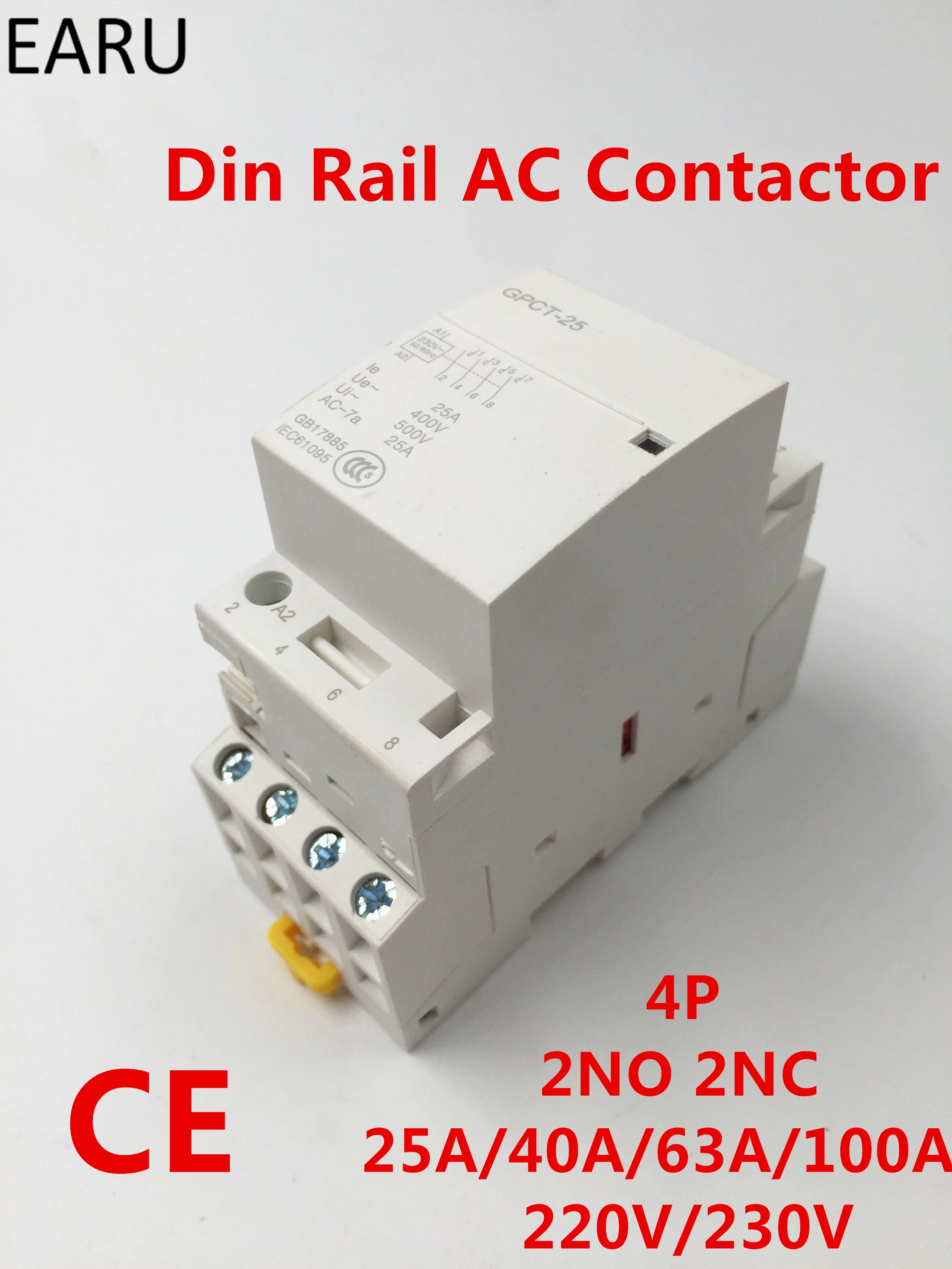 Модульный бытовой модуль GPCT1 4P 25a 40A 63a 220 A 2NC 2no 230 в/в Гц Din-рейка контактор