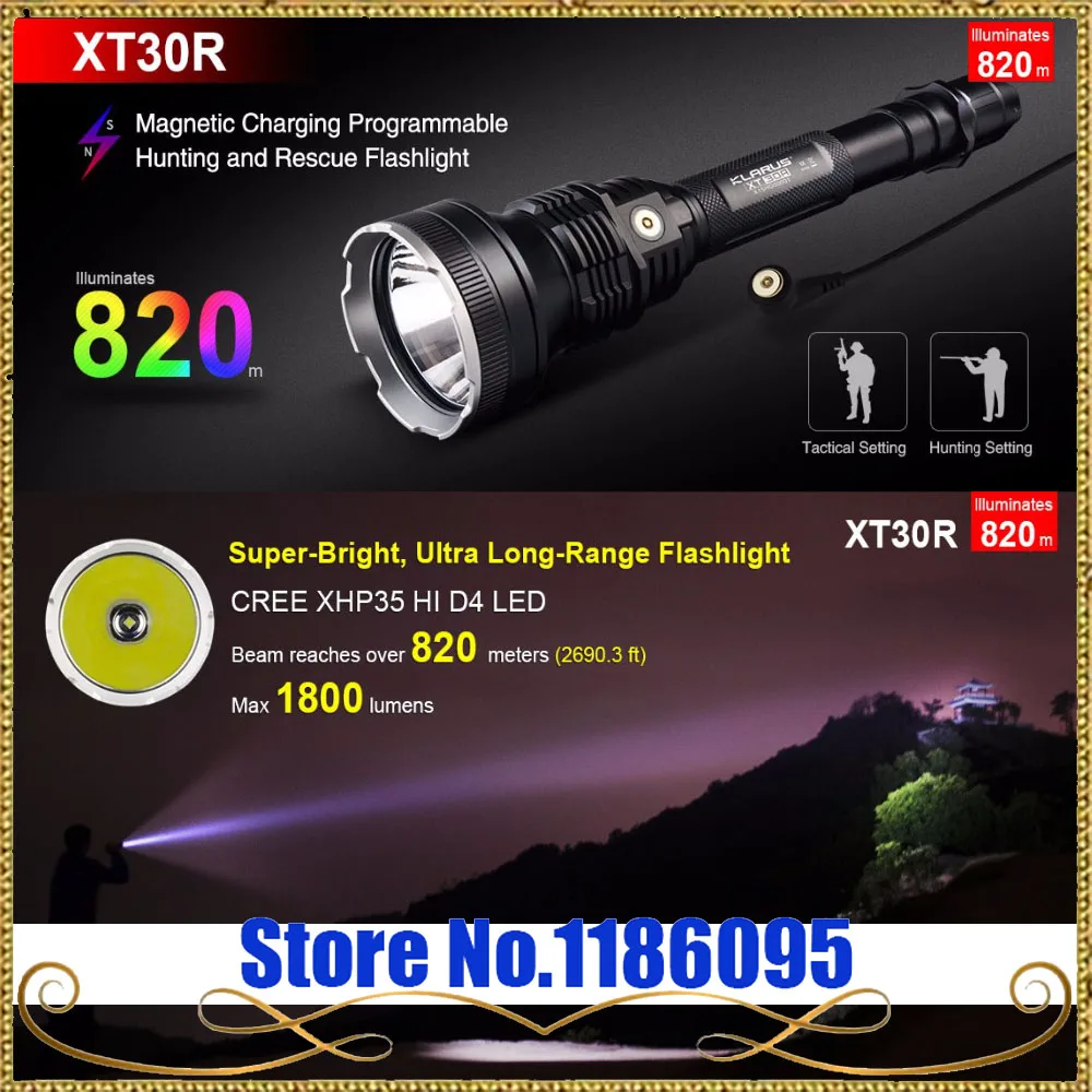Бесплатная доставка 1 компл. Кларус xt30r светодиодный фонарик 1800 люмен CREE xhp35 Hi D4 LED 6