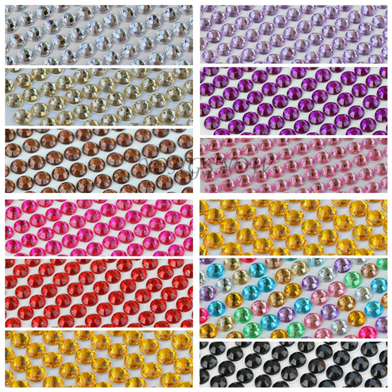 1040Pcs/set 3MM DIY Crafts Art Bling Rhinestone For Mobile Phone Car Sticker Self Adhesive Scrapbooking Stickers Nails Decor | Дом и сад
