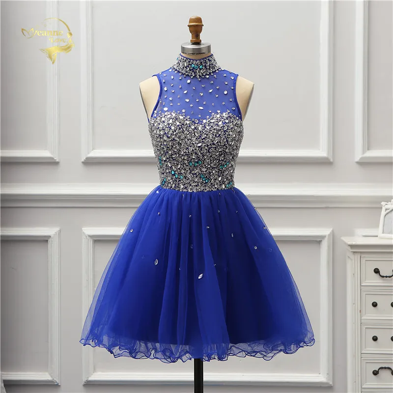 Jeanne Love Sexy Knee Length Cocktail Dresses 2021 New Crystal Illusion Royal Blue Party Dress Elegant Halter Girl Lady JO002945
Jeanne Love Sexy Knee Length Cocktail Dresses 2021 New Crystal Illusion Royal Blue Party Dress Elegant Halter Girl Lady JO002945