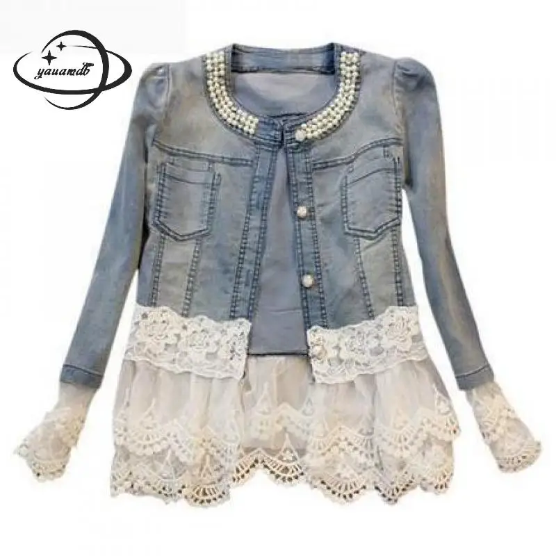 Yauamdb Women Denim Jacket 2017 Autumn Winter Size S-3xl Female Lace Jeans Coat Ladies Long Sleeve Patchwork Beading Outwear Y59
Yauamdb Women Denim Jacket 2017 Autumn Winter Size S-3xl Female Lace Jeans Coat Ladies Long Sleeve Patchwork Beading Outwear Y59