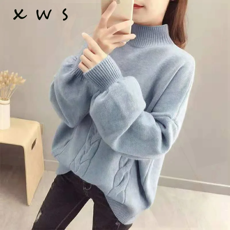2019 casual oversize Autumn Winter turtleneck Sweater Pullover Women Long Sleeve loose Basic female thick Knitted Sweaters
2019 casual oversize Autumn Winter turtleneck Sweater Pullover Women Long Sleeve loose Basic female thick Knitted Sweaters