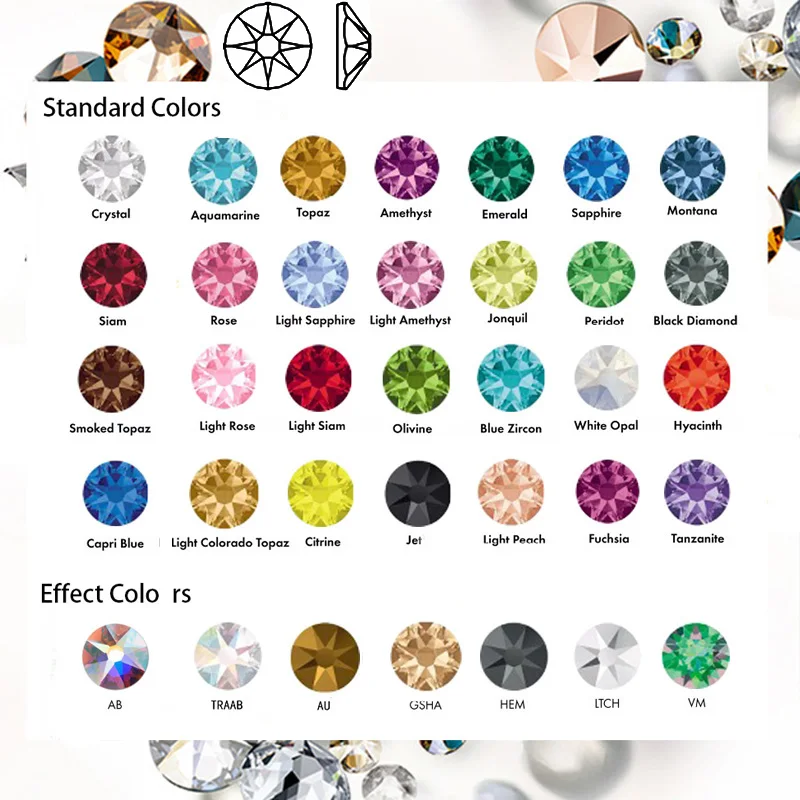 SW Diamante NO Hotfix CZ Стразы 8Big 8Small Strass SS10 ~ SS40 DIY элементы плоская задняя для ногтей