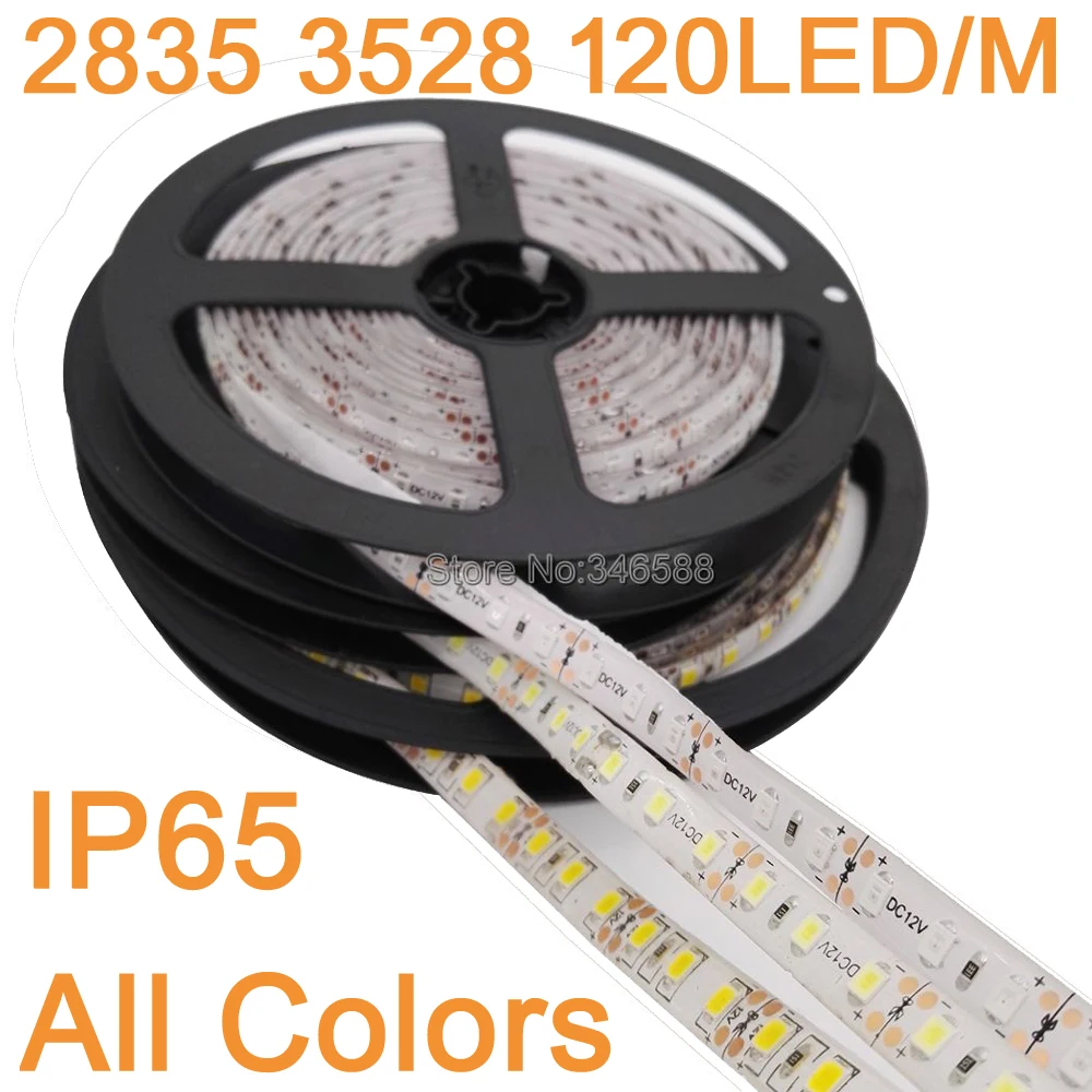 5M/lot 12V IP65 Waterproof 3528 2835SMD 600 LED Strip Light Ribbon Tape 120led/m Warm White Cool White Blue Green Red LED Stripe
5M/lot 12V IP65 Waterproof 3528 2835SMD 600 LED Strip Light Ribbon Tape 120led/m Warm White Cool White Blue Green Red LED Stripe