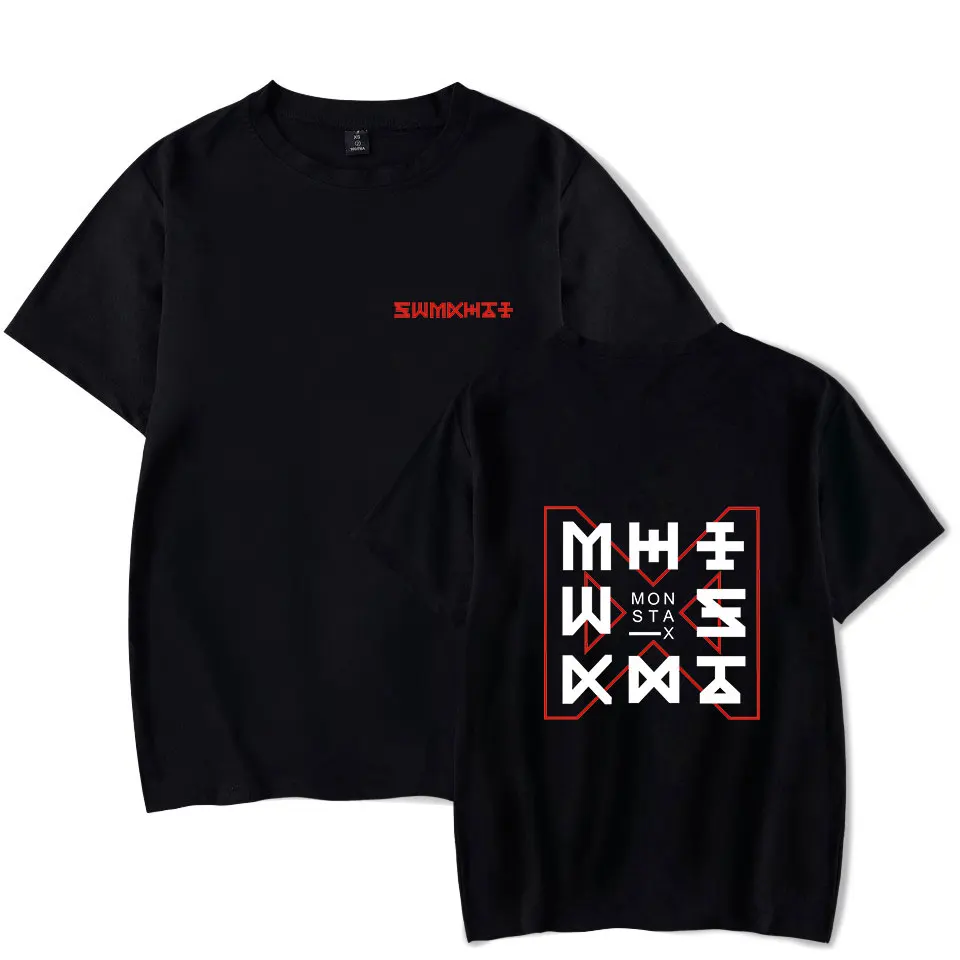 Монста х классная с принтом логотипа Повседневное футболка о образным вырезом Kpop