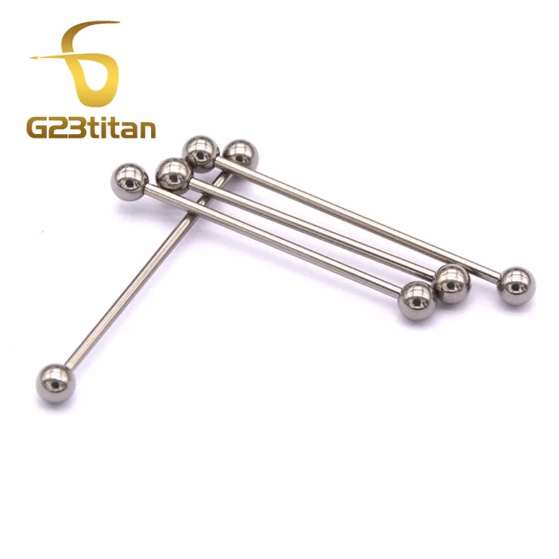 G23titan 14G G23 Titanium Vertical Industrial Piercing Barbell Ear Piercing Jewelry SGS Certification
G23titan 14G G23 Titanium Vertical Industrial Piercing Barbell Ear Piercing Jewelry SGS Certification